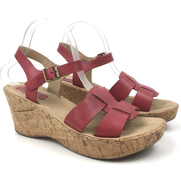 Kork-Ease Shoes - Kork ease wedge sandal red leather strappy